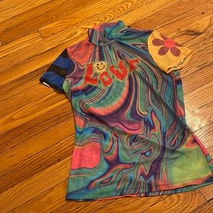 Mesh turtle neck top